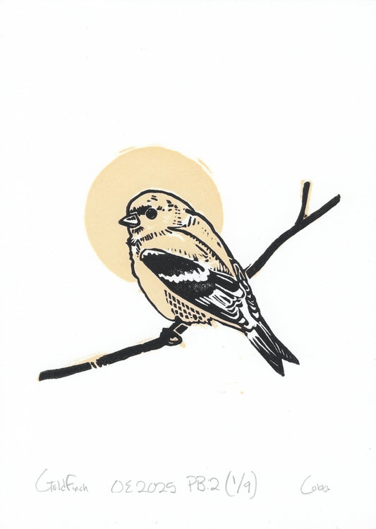 Goldfinch Linoleum Print
